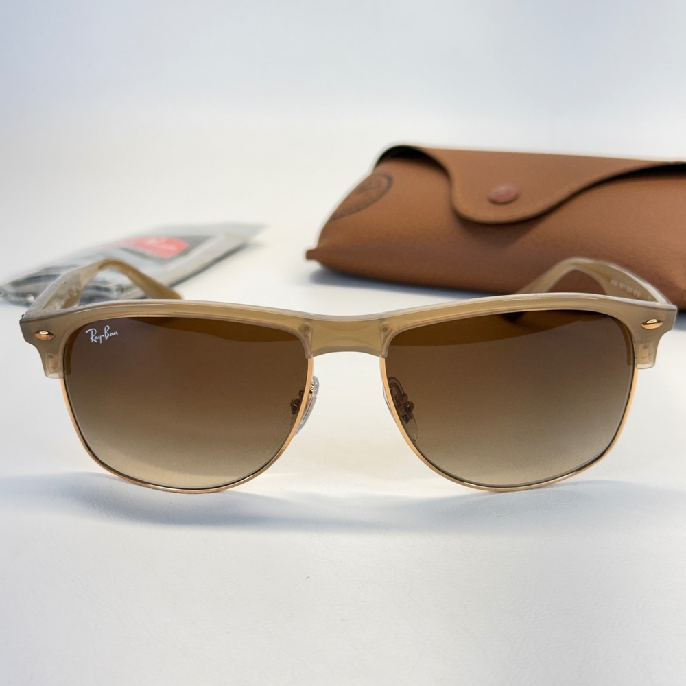 Ray-Ban RB4342 6166/13 Transparent Tan Brown Gradient Square Sunglasses Italy